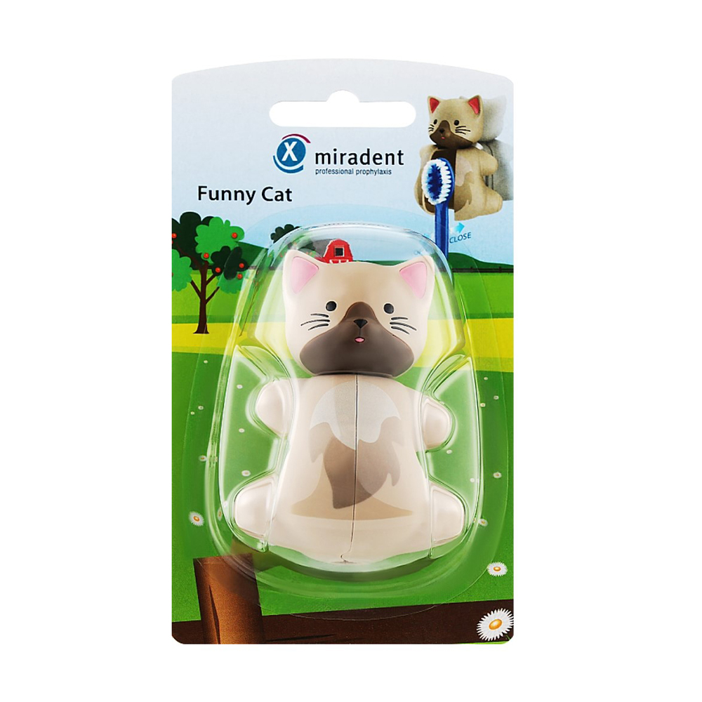 Уцінка! Дитячий футляр для зубної щітки Miradent Funny Animals Holder For The Brush Cat, 1 шт